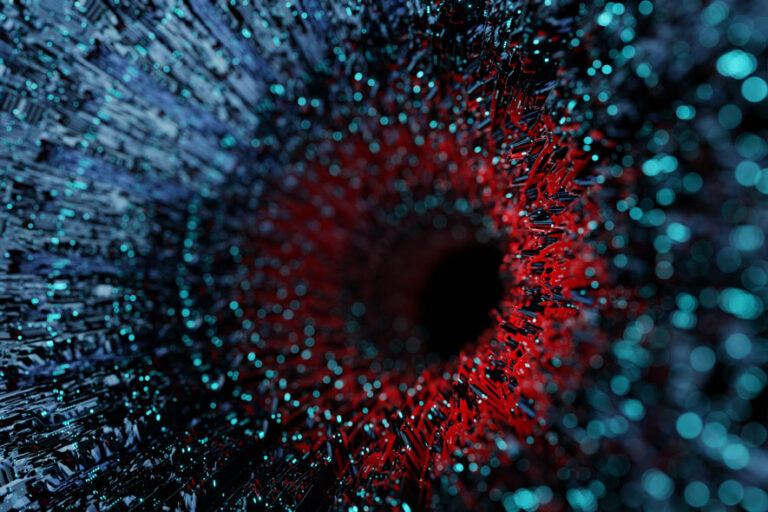 futuristic technology abstract tunnel with blue edges