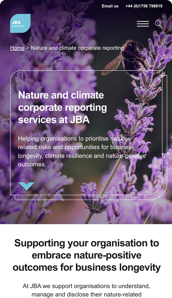 JBA Consulting mobile landing page